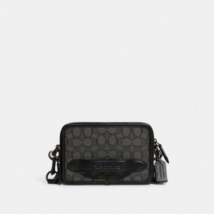 Black Coach Charter In Signature Jacquard Women Crossbody Bags | SG_CH89365