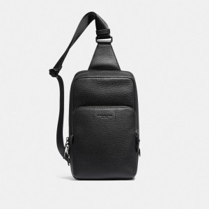 Black Coach Gotham Pack Pebble Leather Men Crossbody Bags | SG_CH62053