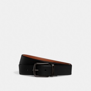 Black Coach Harness Buckle Cut To Size Reversible Belt 38 Mm Men Belts | SG_CH33442