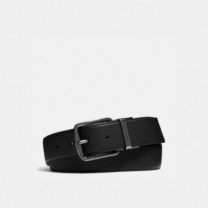 Black Coach Harness Buckle Cut To Size Reversible Belt 38 Mm Men Belts | SG_CH26540