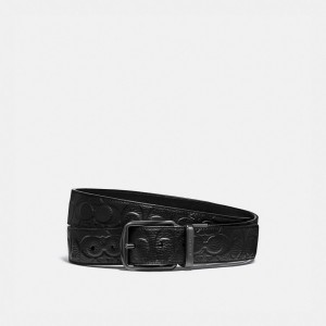 Black Coach Harness Buckle Cut To Size Reversible Belt 38 Mm Men Belts | SG_CH99693