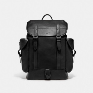 Black Coach Hitch Leather Men Backpacks | SG_CH47930