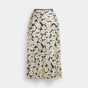 Black Coach Long Floral Midi Women Skirt | SG_CH90378