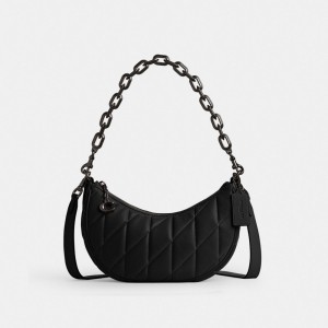 Black Coach Mira With Pillow Quilting Nappa Leather Women Shoulder Bags | SG_CH64549