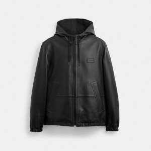 Black Coach Reversible Leather In Recycled Polyester Men Jackets | SG_CH17962