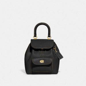 Black Coach Riya 21 Glovetanned Leather Women Backpacks | SG_CH56288