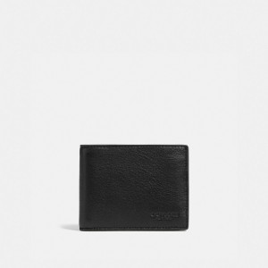 Black Coach Slim Billfold Wallet Sport Calf Leather Men Billfolds | SG_CH72411