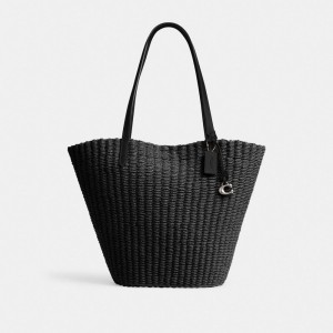 Black Coach Straw Women Tote Bag | SG_CH12474