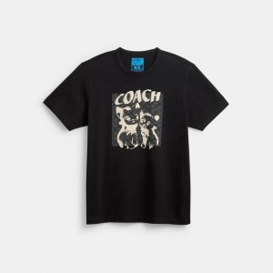 Black Coach The Lil Nas X Drop Signature Cats Women T Shirts | SG_CH72372