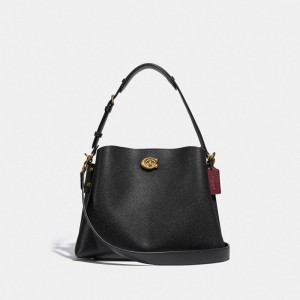 Black Coach Willow Pebble Leather Women Shoulder Bags | SG_CH58740