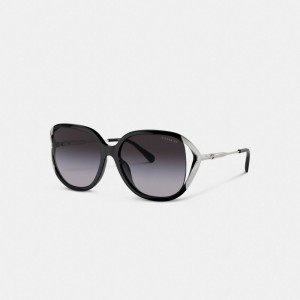 Black / Silver Coach Bandit Oversized Square Women Sunglasses | SG_CH27764