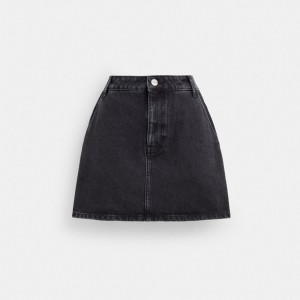 Blue Black Coach Denim In Organic Cotton Women Skirt | SG_CH64443