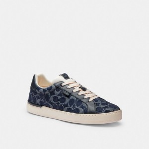 Blue Coach Lowline Low Top In Signature Denim Denim Men Sneakers | SG_CH47214