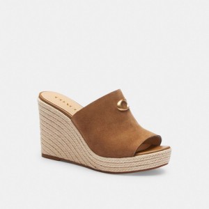 Brown Coach Gloria Wedge Coconut Women Sandals | SG_CH15011