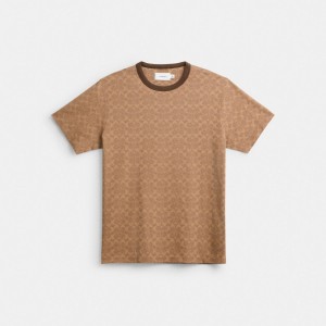 Brown Coach Signature Men T Shirts | SG_CH52780