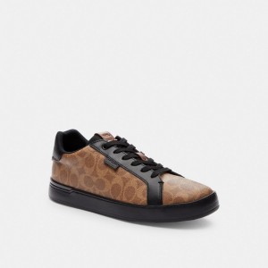 Brown / Black Coach Lowline Low Top In Signature Men Sneakers | SG_CH42543