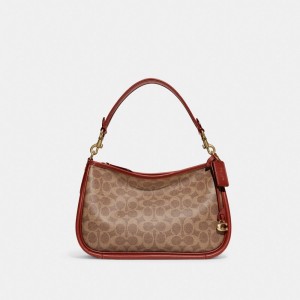 Brown / Red Coach Cary In Signature Women Crossbody Bags | SG_CH49332