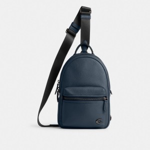 Dark Blue Coach Charter Pack Denim Men Crossbody Bags | SG_CH37689