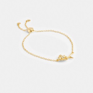 Flower Gold Coach Garden Flower Slider Women Bracelets | SG_CH76555