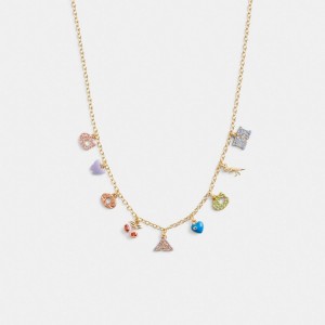 Gold Coach Cherry And Heart Charm Women Necklace | SG_CH58756