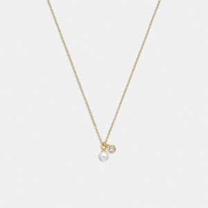 Gold Coach Classic Pearl Pendant Women Necklace | SG_CH58006