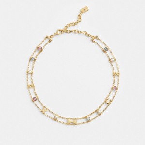 Gold Coach Garden Charms Choker Women Necklace | SG_CH87178