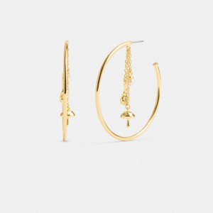 Gold Coach Garden Charms Hoop Women Earrings | SG_CH53981