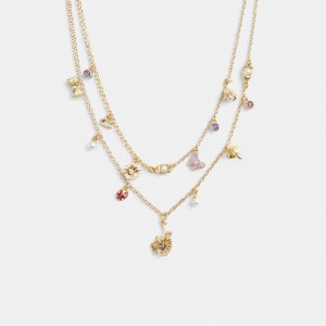 Gold Coach Garden Charms Layered Women Necklace | SG_CH51193