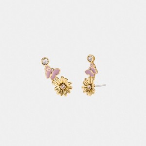 Gold Coach Garden Charms Stud Women Earrings | SG_CH80554