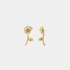 Gold Coach Garden Flower Stem Stud Women Earrings | SG_CH43624