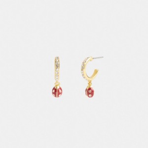 Gold Coach Garden Ladybug Drop Women Earrings | SG_CH29776