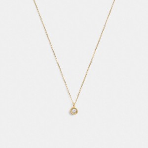 Gold Coach Halo Round Pendant Women Necklace | SG_CH36030