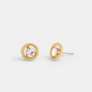 Gold Coach Halo Round Stud Women Earrings | SG_CH10655