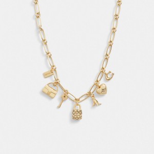 Gold Coach Iconic Charm Chain Women Necklace | SG_CH11722