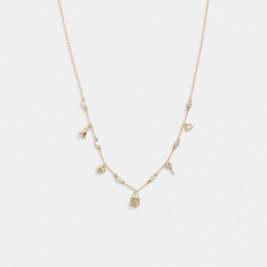 Gold Coach Mini Iconic Charm Women Necklace | SG_CH37975