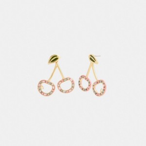 Gold Coach Pavé Cherry Drop Women Earrings | SG_CH59098