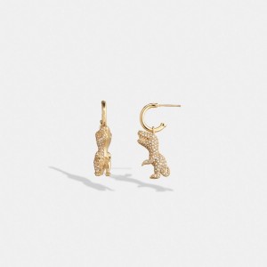 Gold Coach Pavé Rexy Huggie Women Earrings | SG_CH50972