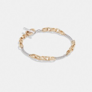 Gold / Silver Coach Signature Mixed Chain Women Bracelets | SG_CH34036