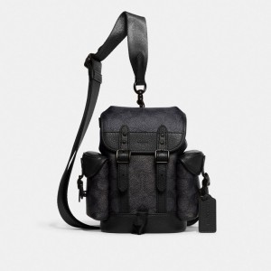 Grey Coach Hitch 13 In Signature Canvas Signature Men Backpacks | SG_CH40353