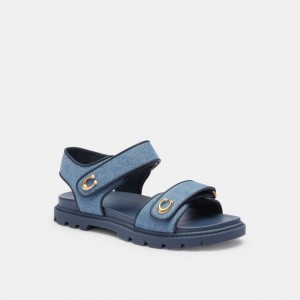 Indigo Blue Coach Brynn Indigo Denim Women Sandals | SG_CH95568