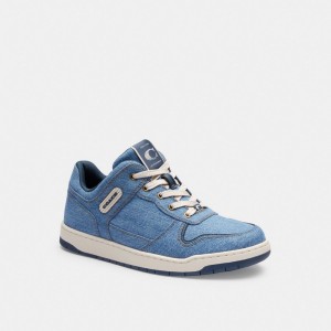 Indigo Blue Coach C201 Low Top Indigo Denim Women Sneakers | SG_CH80532