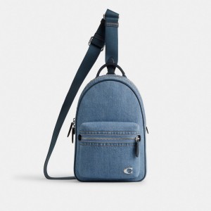 Indigo Blue Coach Charter Pack Indigo Denim Men Crossbody Bags | SG_CH82440