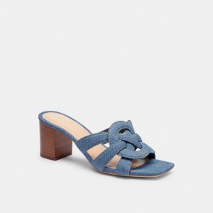 Indigo Blue Coach Nikki Indigo Denim Women Sandals | SG_CH32530