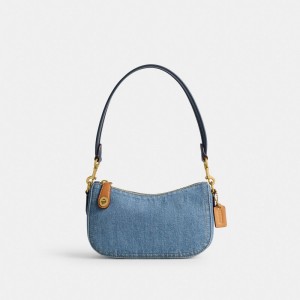 Indigo Coach Swinger 20 Brass Women Shoulder Bags | SG_CH46686