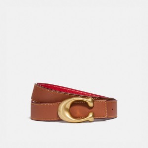 Red Coach C Hardware Reversible Belt 32 Mm Brass Women Belts | SG_CH16713