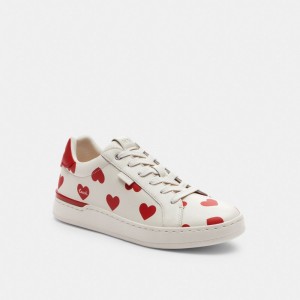 Red Coach Lowline Low Top With Valentine's Print Chalk Women Sneakers | SG_CH47577