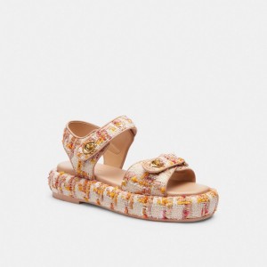 Rose Coach Peyton Leather Women Sandals | SG_CH42866