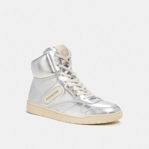 Silver Coach C202 High Top Women Sneakers | SG_CH76152