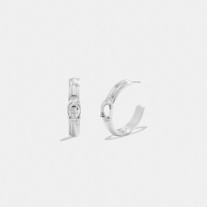 Silver Coach Tabby Hoop Women Earrings | SG_CH51498