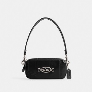 Silver / Black Coach Avery In Patchwork Women Shoulder Bags | SG_CH89130